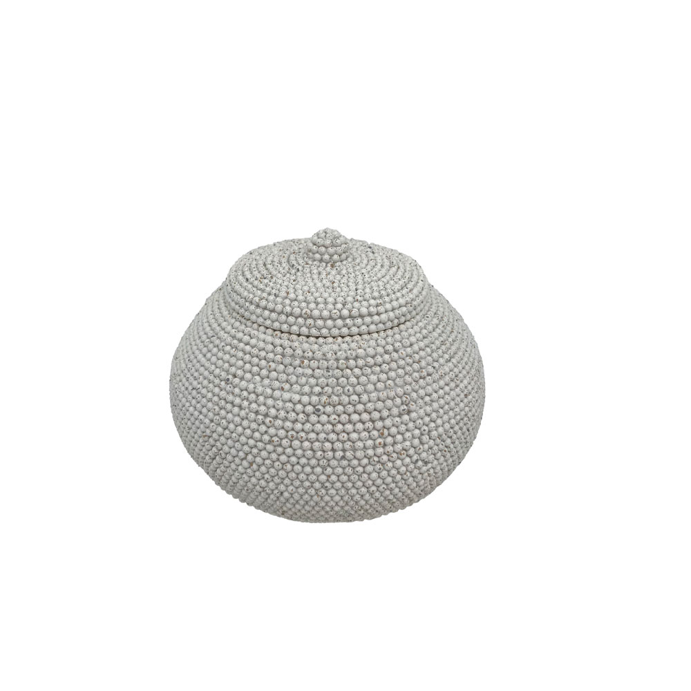 ROSARY S ΔΟΧΕΙΟ ΑΠΟΘΗΚΕΥΣΗΣ ΜΕ ΚΑΠΑΚΙ 16x16x13.5cm POLYRESIN OFF WHITE