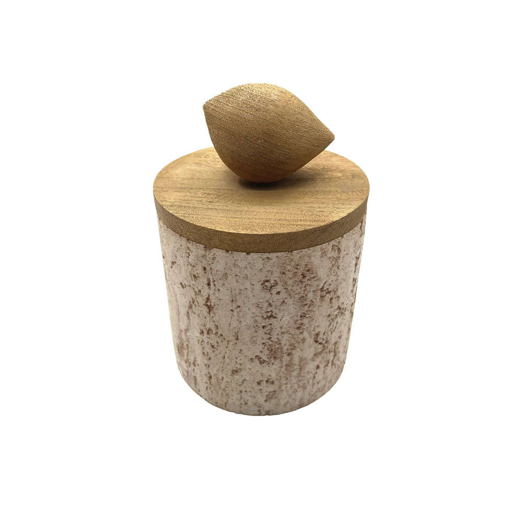BIRDY ΔΟΧΕΙΟ ΑΠΟΘΗΚΕΥΣΗΣ ΜΕ ΚΑΠΑΚΙ 12x12x18cm POLYRESIN STONE ΦΥΣΙΚΟ
