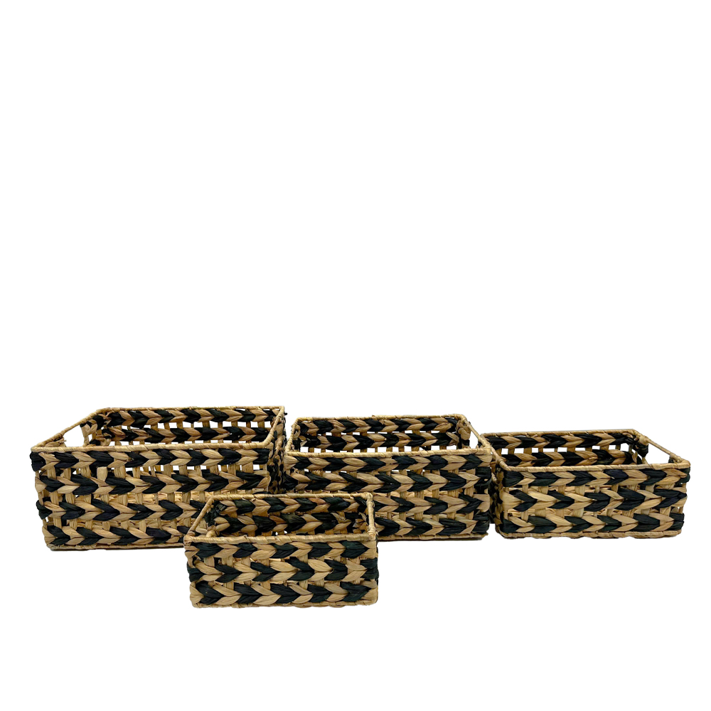 ROMVUS ΚΑΛΑΘΙ SET 4ΤΜΧ 36x28x17cm ΥΑΚΙΝΘΟΣ ΦΥΣΙΚΟ ΜΑΥΡΟ