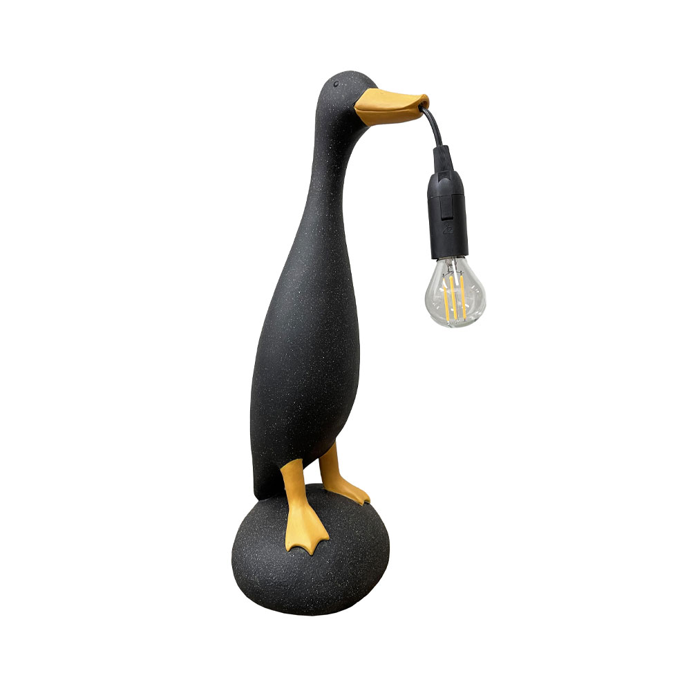 QUACK II ΦΩΤΙΣΤΙΚΟ ΕΠΙΤΡΑΠΕΖΙΟ 16.7x15.7x43cm POLYRESIN ΜΑΥΡΟ ΧΡΥΣΟ