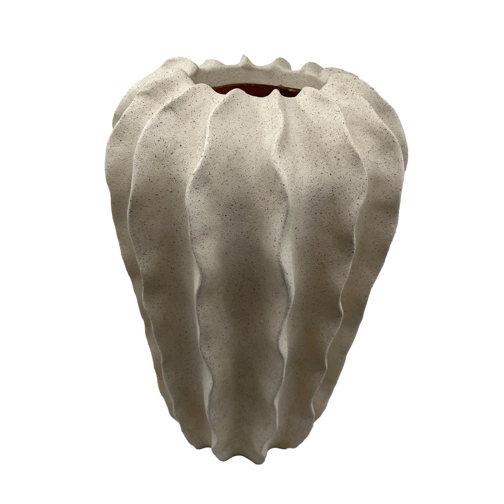 THORNY ΒΑΖΟ 24x24x37.5cm POLYRESIN ΜΠΕΖ