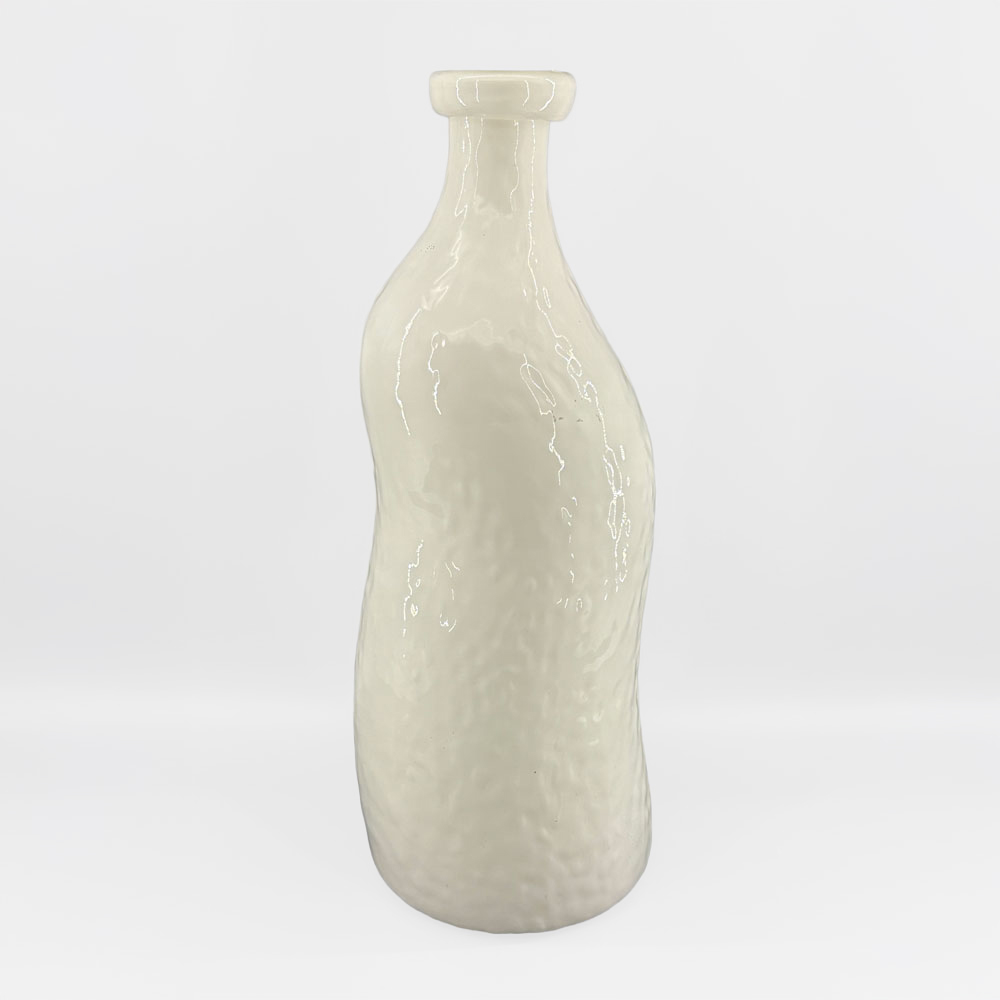 ROMAIN ΒΑΖΟ 15.5x15.5x40cm ΓΥΑΛΙ ΑΣΠΡΟ - Image 3