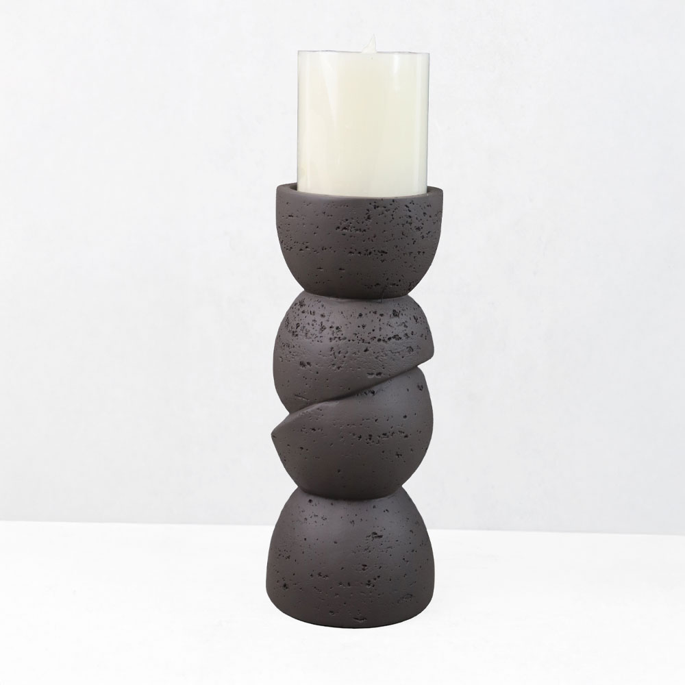 PHAROS I ΚΗΡΟΠΗΓΙΟ ΔΙΑΚΟΣΜΗΤΙΚΟ 10.5x10.5x25cm RESIN ΚΑΦΕ ΣΚΟΥΡΟ - Image 4