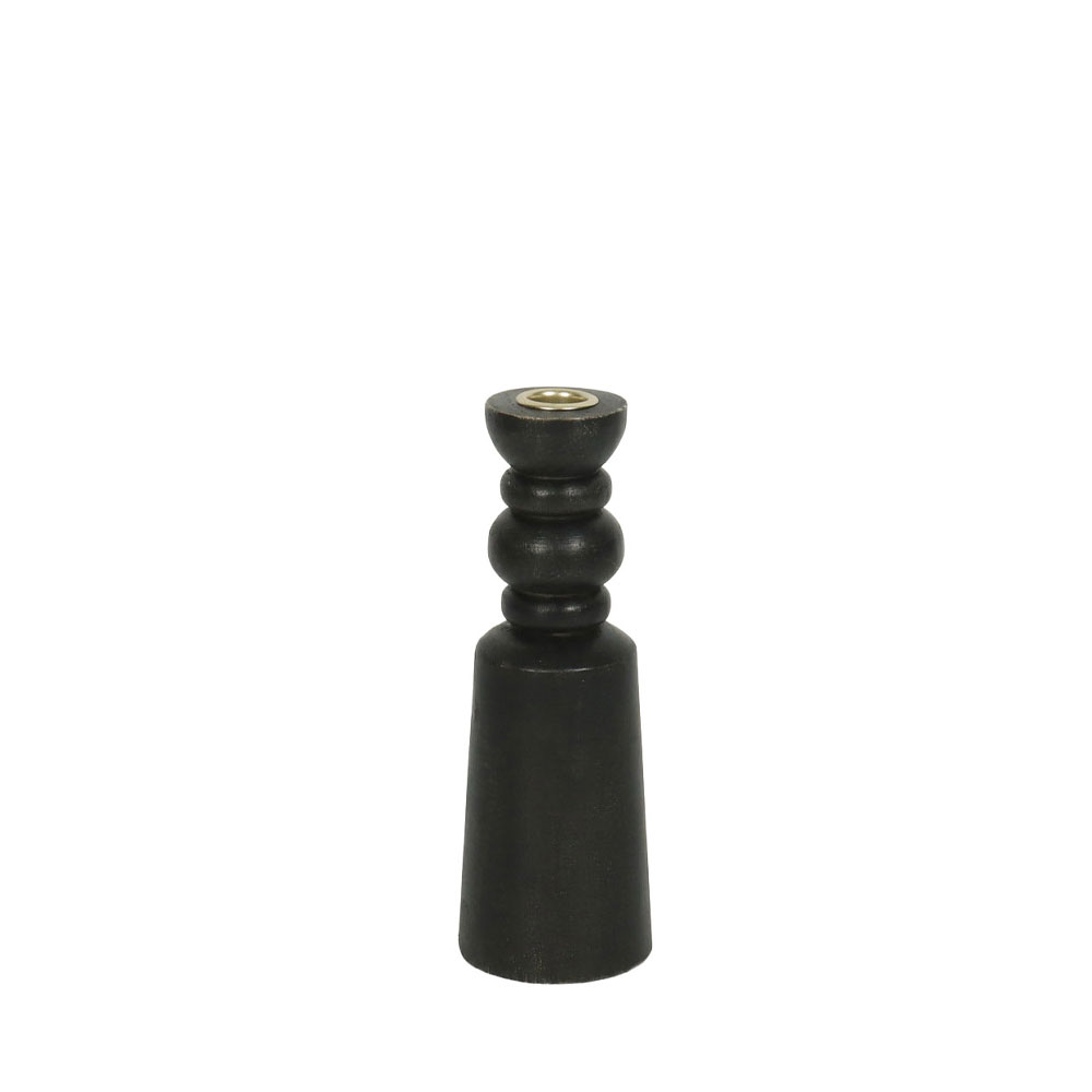 NUVIRA ΚΗΡΟΠΗΓΙΟ 7.5x7.5x22cm ΞΥΛΟ ΜΑΥΡΟ ΧΡΥΣΟ ΜΕΤΑΛΛΟ