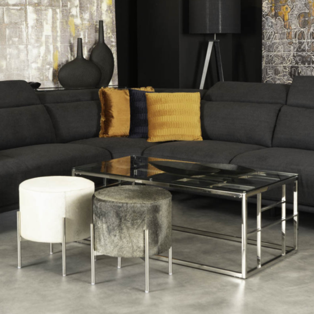 BELLAGIO COFFEE TABLE ΑΣΗΜΙ ΔΙΑΦΑΝΟ 120x60x45 - Image 2