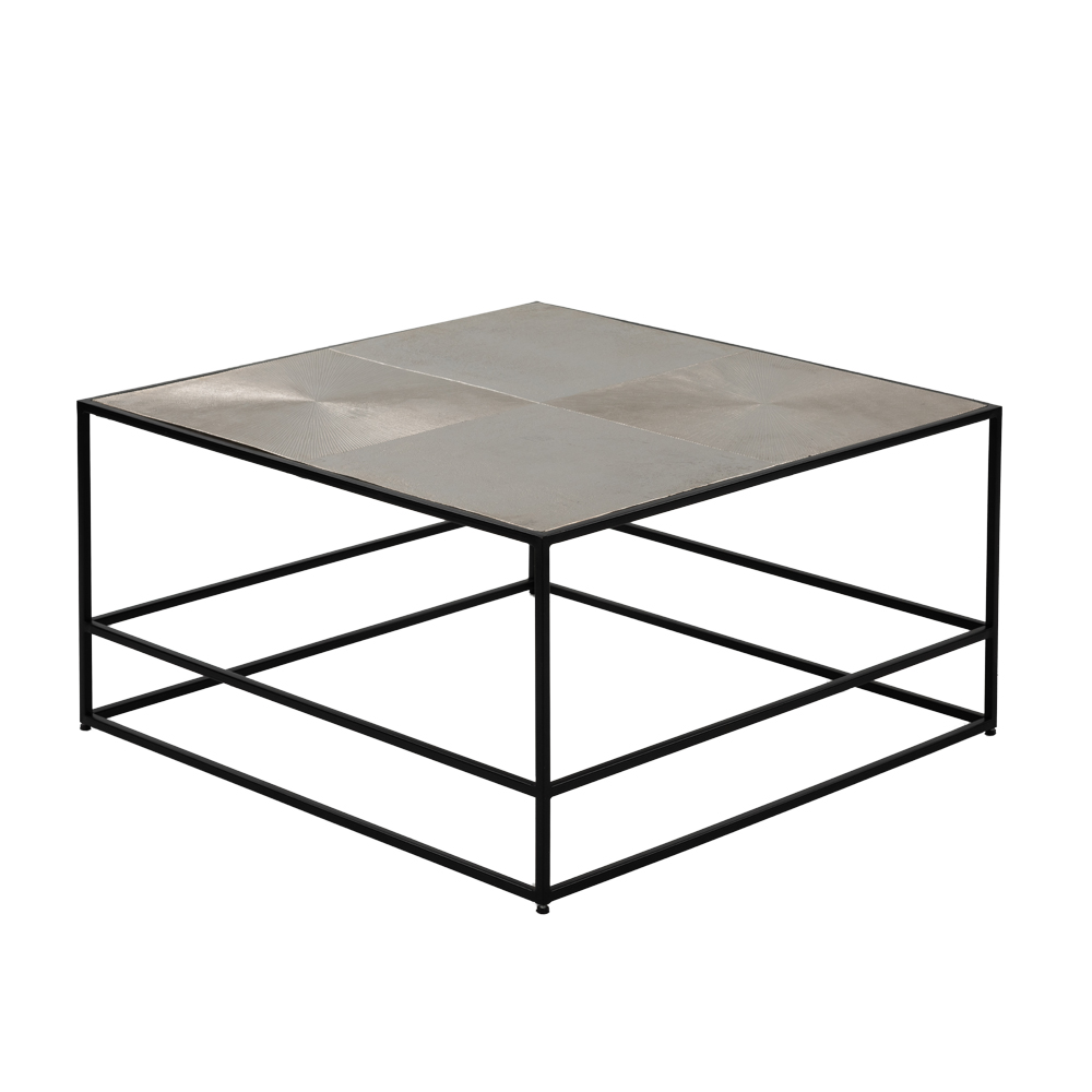 HADSTON COFFEE TABLE ΑΣΗΜΙ ΜΑΥΡΟ 80x80x40 - Image 2