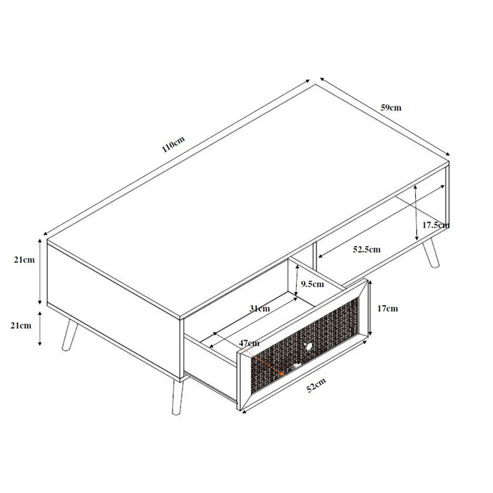 AMMOS COFFEE TABLE 1ΣΥΡΤΑΡΙ ΦΥΣΙΚΟ ΜΕ RATTAN 110x59x41.4cm - Image 4