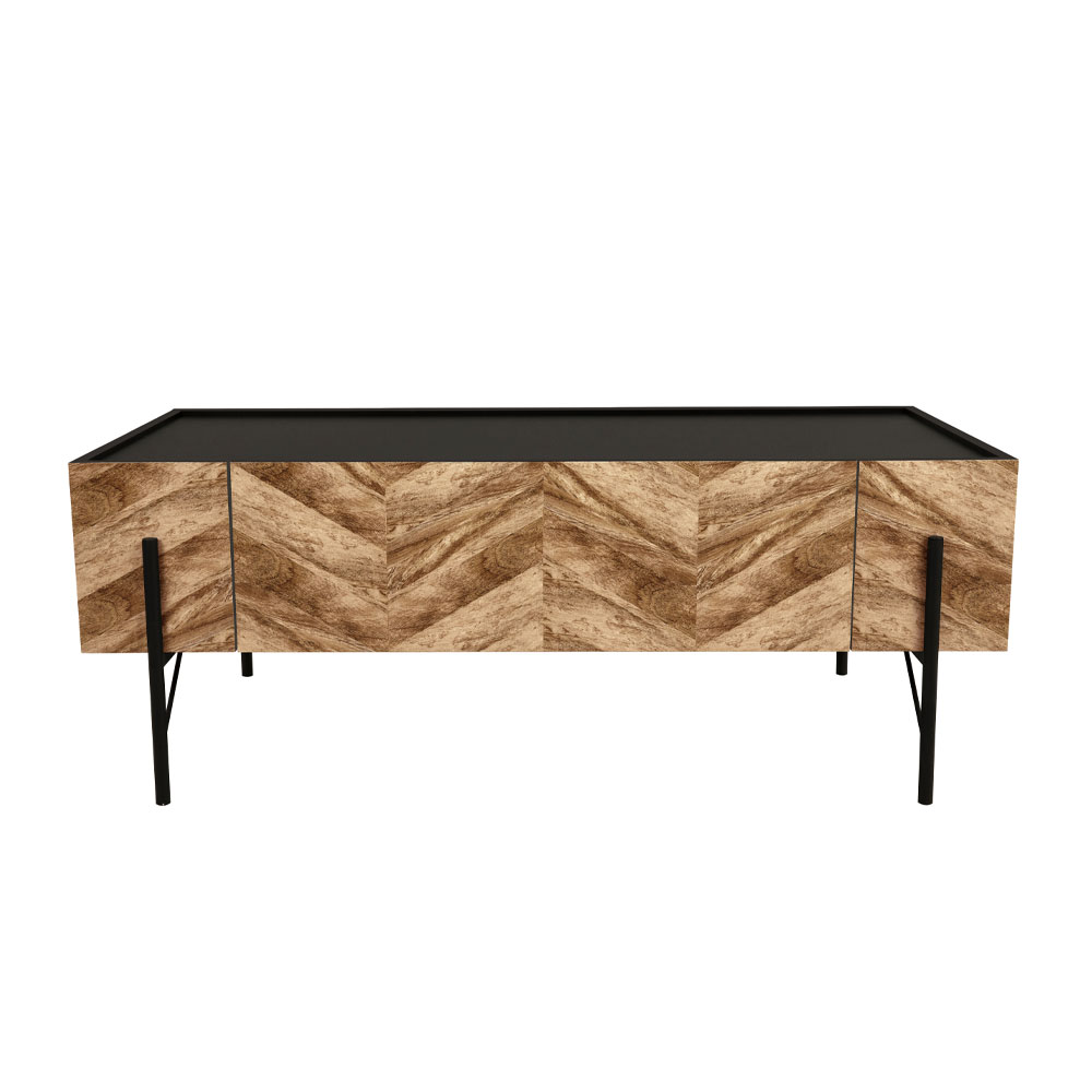 PARKE COFFEE TABLE ΜΑΥΡΟ ΦΥΣΙΚΟ ΜΕ PATTERN ΜΑΥΡΟ 120x63x45 - Image 2