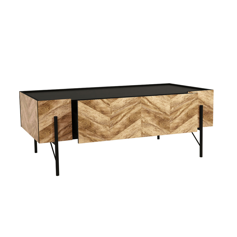 PARKE COFFEE TABLE ΜΑΥΡΟ ΦΥΣΙΚΟ ΜΕ PATTERN ΜΑΥΡΟ 120x63x45 - Image 3