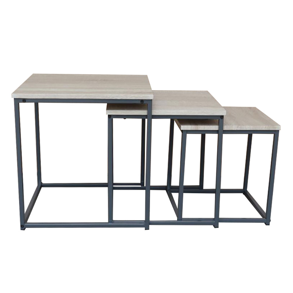 PLEGMA COFFEE TABLE SET 3ΤΕΜ SONOMA ΜΑΥΡΟ 48x48x50cm