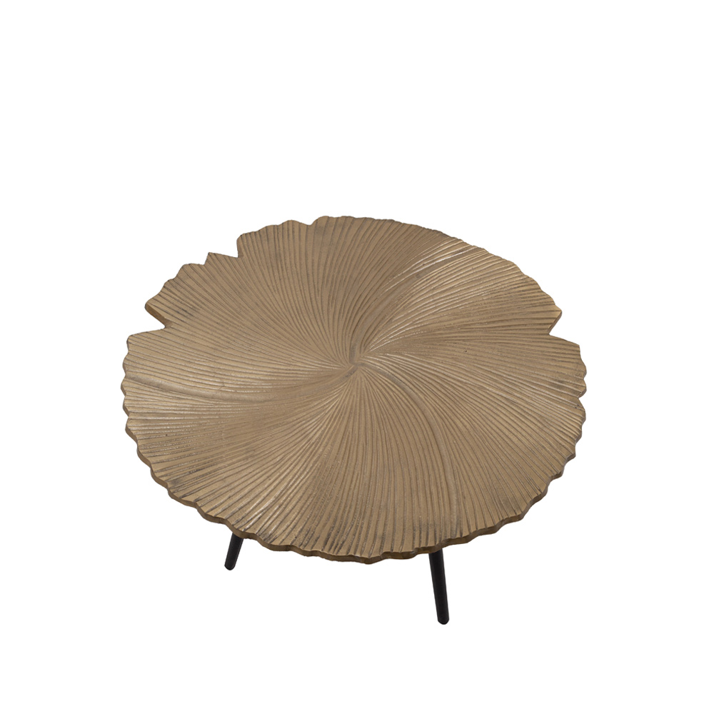 LEAF 50 SIDE TABLE ΧΡΥΣΟ ΜΑΤ ΜΑΥΡΟ 50x50x36 - Image 2