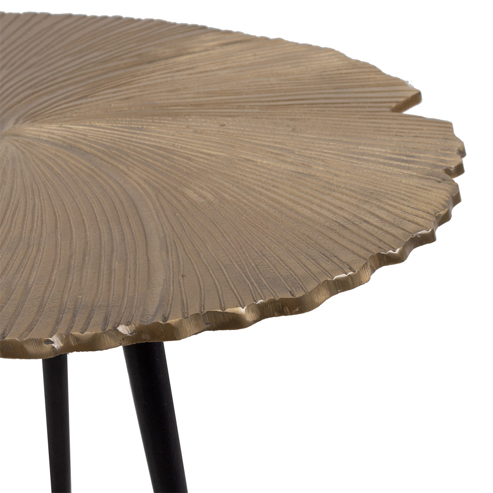 LEAF 50 SIDE TABLE ΧΡΥΣΟ ΜΑΤ ΜΑΥΡΟ 50x50x36 - Image 3