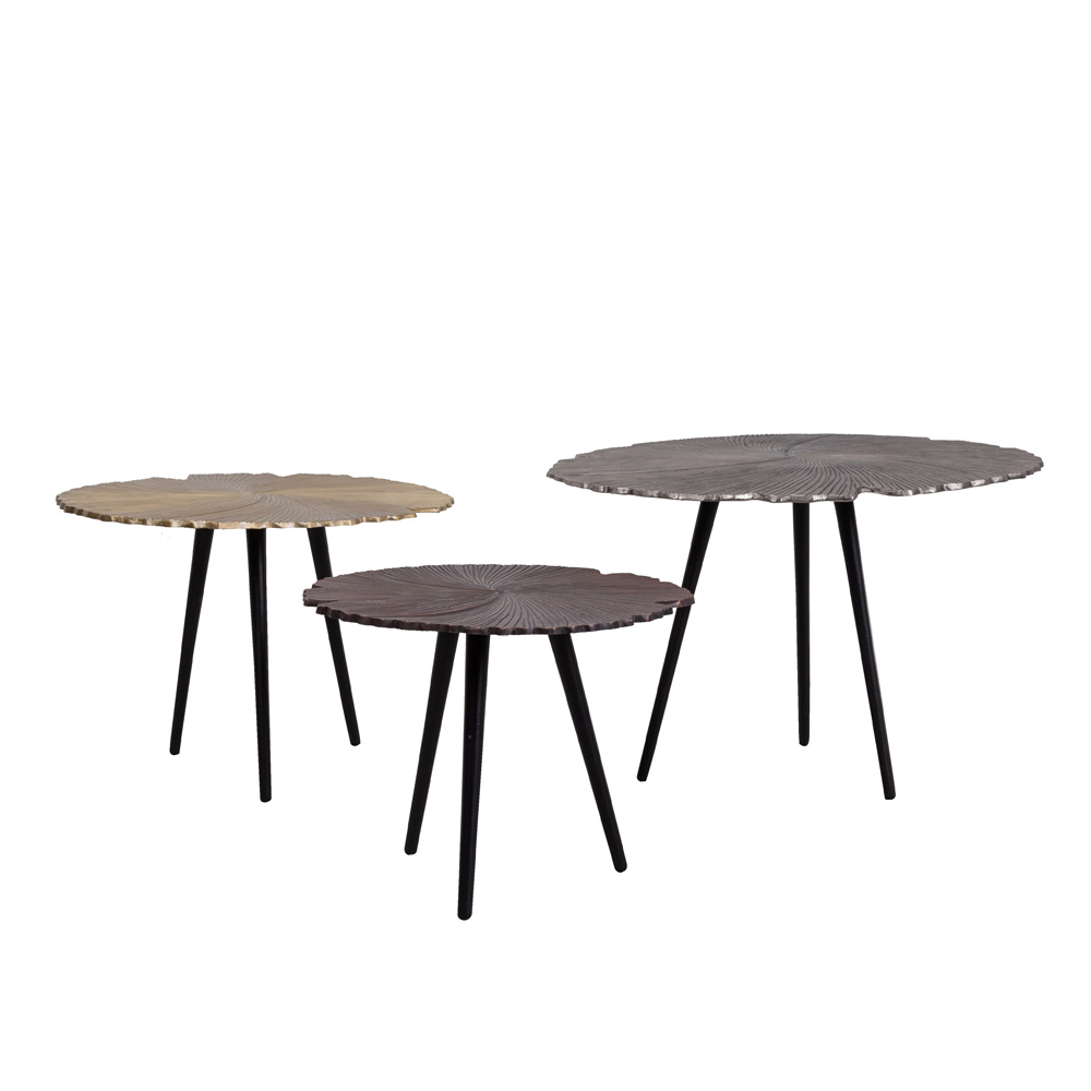 LEAF 50 SIDE TABLE ΧΡΥΣΟ ΜΑΤ ΜΑΥΡΟ 50x50x36 - Image 4