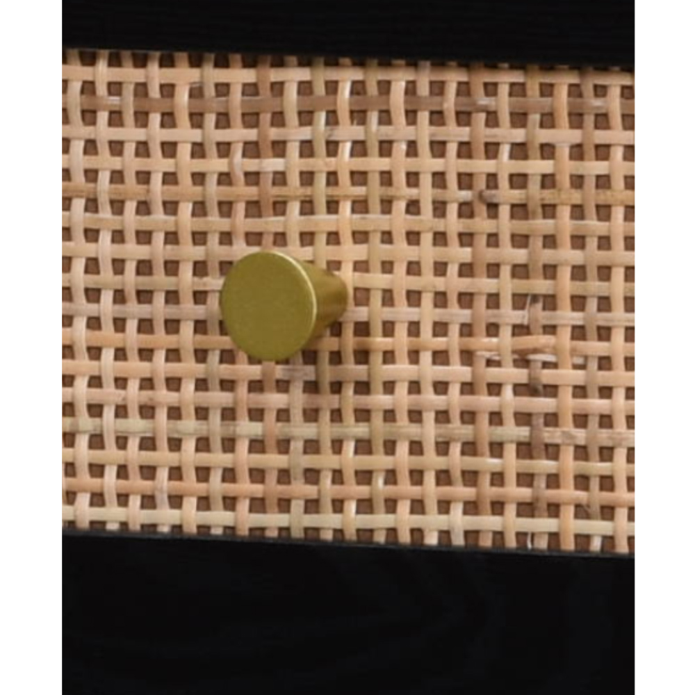 VIENNA COFFEE TABLE 1ΣΥΡΤΑΡΙ ΜΑΥΡΟ ΜΕ RATTAN ΧΡΥΣΟ 120x59x45 - Image 5