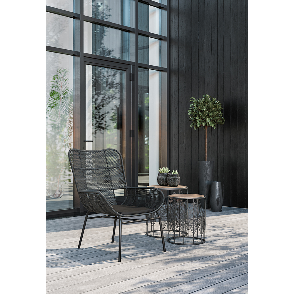 LEAF COFFEE TABLE SET 2ΤΕΜ ΜΑΥΡΟ ΦΥΣΙΚΟ 40x40x45 - Image 3