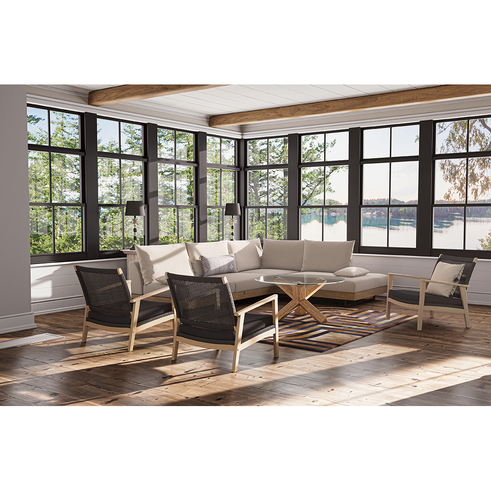 GLASS COFFEE TABLE ΔΙΑΦΑΝΟ OAK 80x80x42 - Image 2