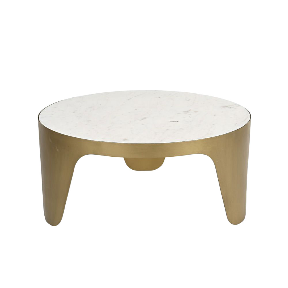 CENTRO COFFEE TABLE ΛΕΥΚΟ ΜΑΡΜΑΡΟ BRASS ANTIQUE 79x79x36 - Image 3