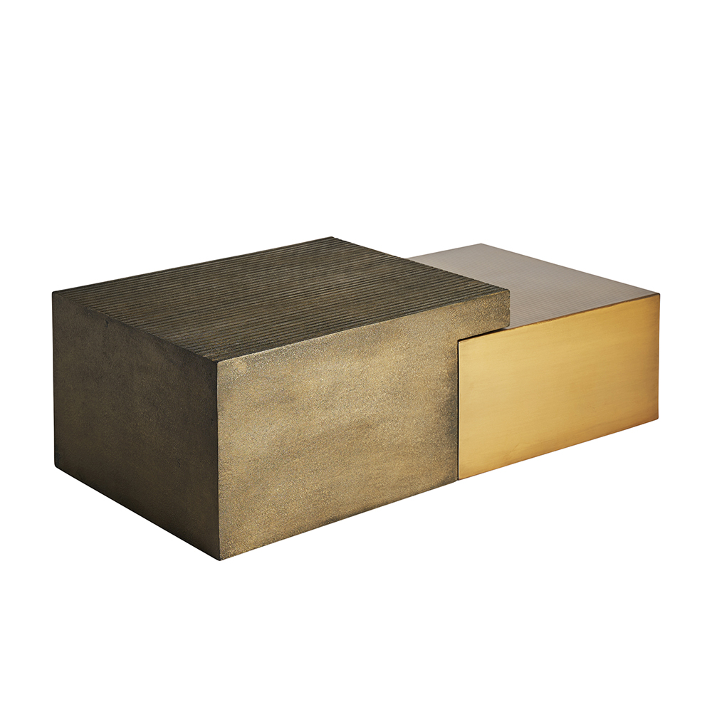CONTACTO COFFEE TABLE SET 2ΤΕΜ BRASS ANTIQUE ΧΡΥΣΟ ANTIQUE 122x61x38 - Image 2
