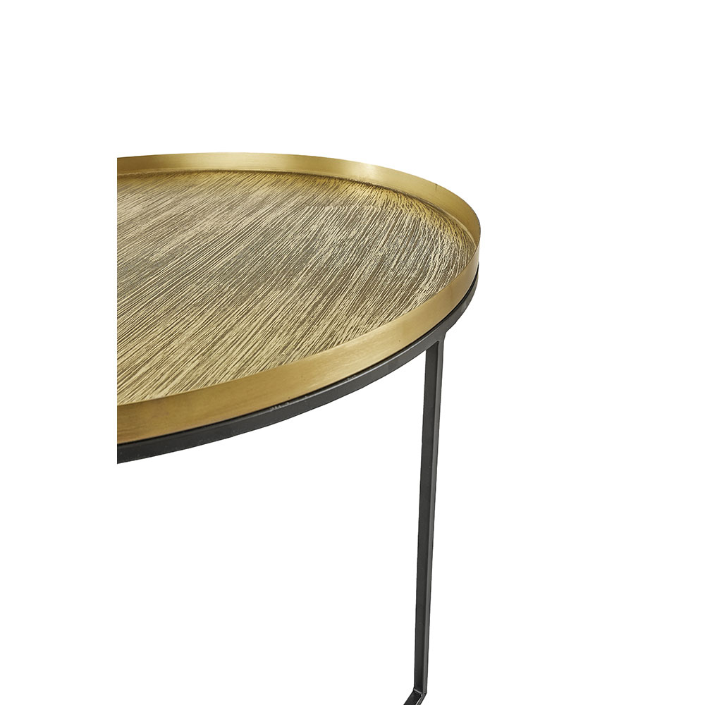 TOTALE COFFEE TABLE SET 2ΤΕΜ BRASS ANTIQUE ΜΑΥΡΟ 76x76x43.5 - Image 4