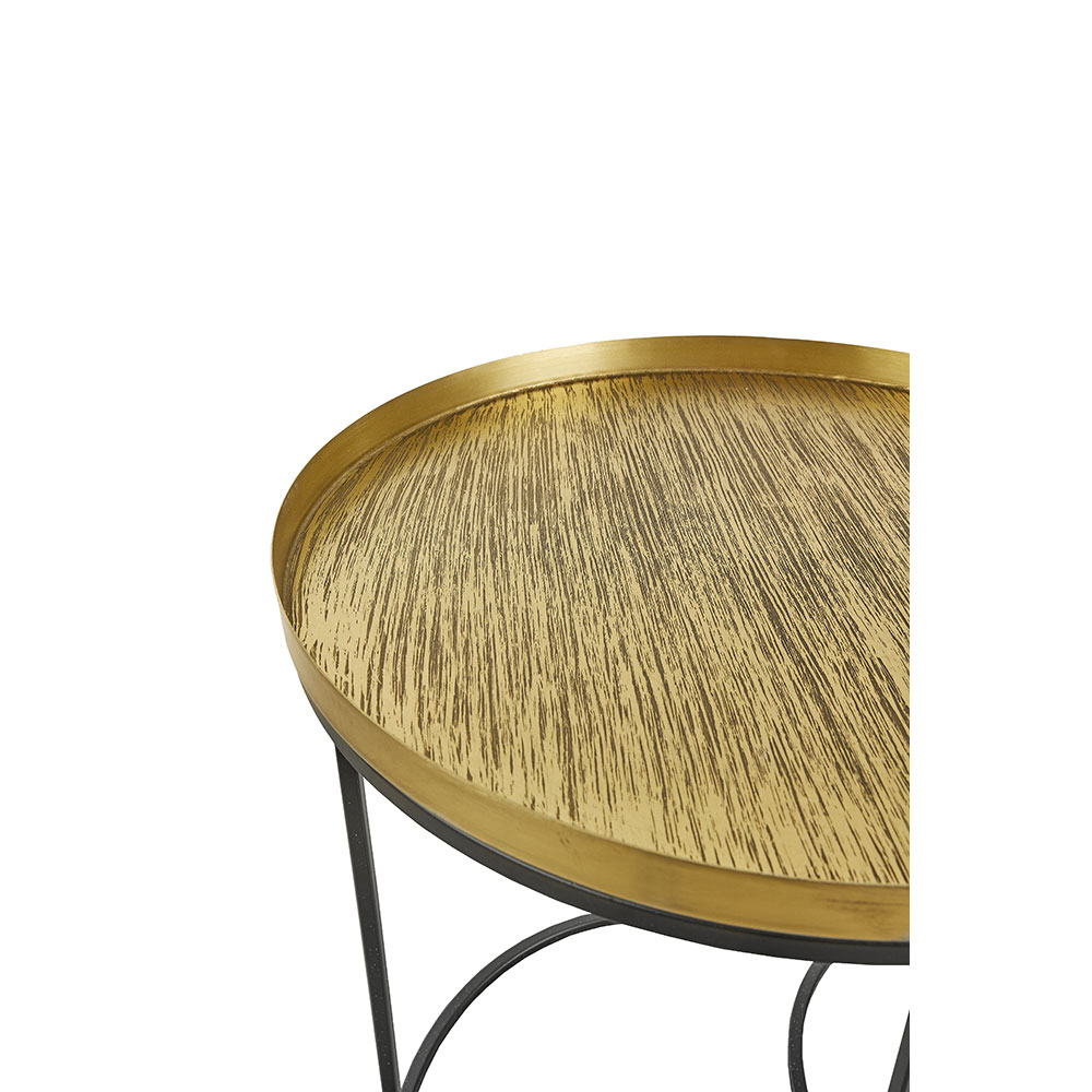 TOTALE SIDE TABLE SET 2ΤΕΜ BRASS ANTIQUE ΜΑΥΡΟ 49x49x56 - Image 3