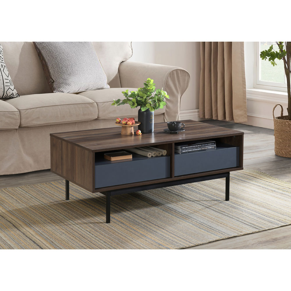 GROOVES COFFEE TABLE 2ΣΥΡΤΑΡΙΑ ΚΑΡΥΔΙ ΓΚΡΙ 110x60x45 - Image 2
