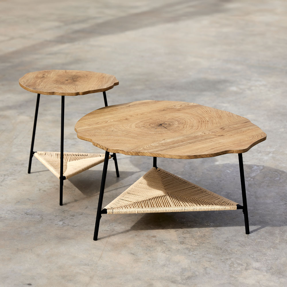 TREE COFFEE TABLE ΦΥΣΙΚΟ ΜΑΥΡΟ 80x80x42 - Image 2