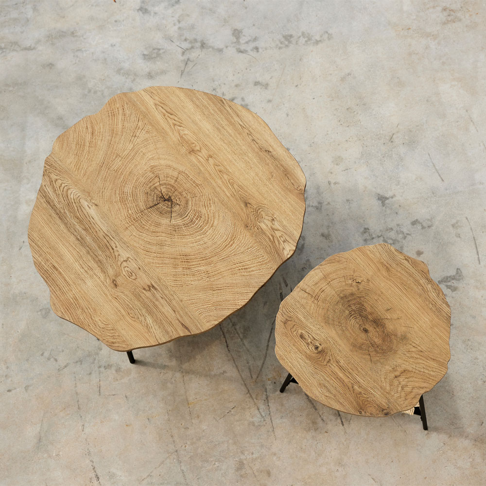 TREE COFFEE TABLE ΦΥΣΙΚΟ ΜΑΥΡΟ 80x80x42 - Image 3
