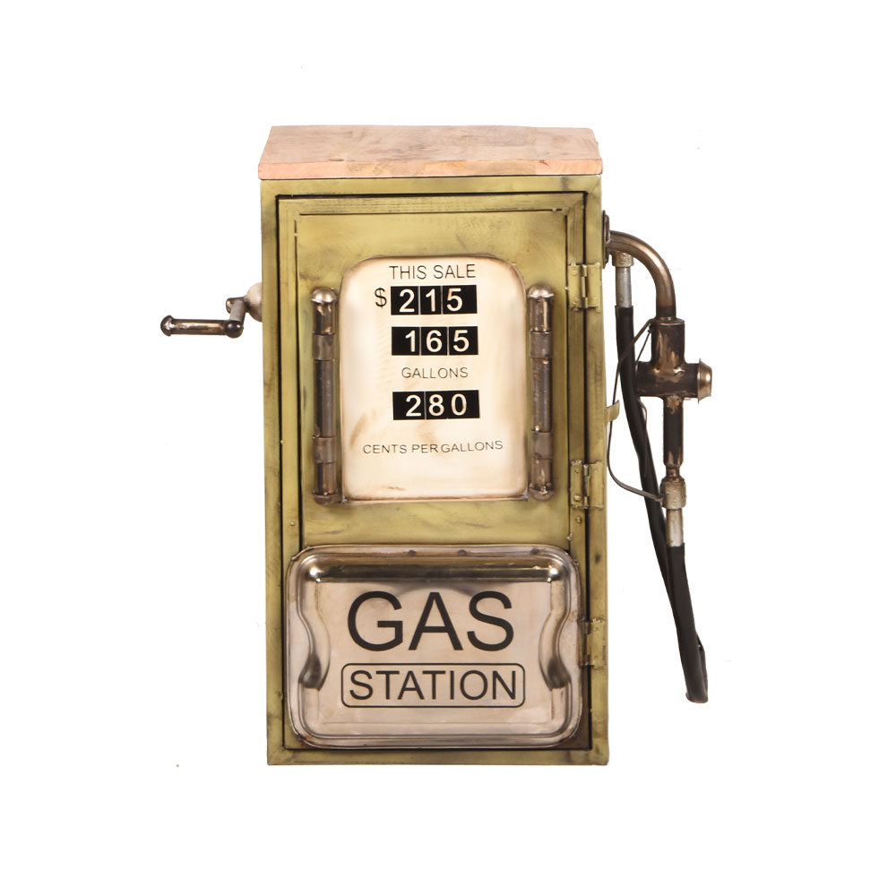 GAS PUMP SIDE TABLE ΠΟΛΥΧΡΩΜΟ ΜΕ PATTERN ΦΥΣΙΚΟ 57x36x71 - Image 2