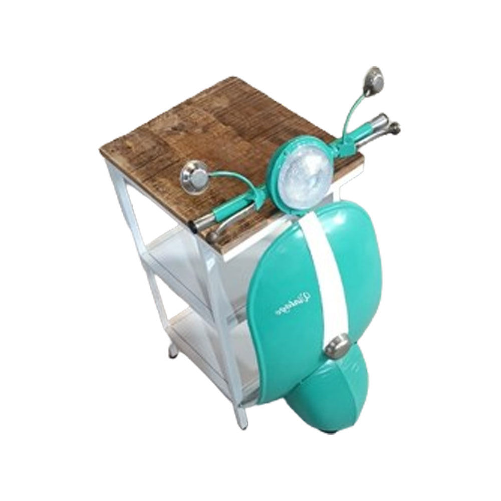 MINI VESPA SIDE TABLE ΜΕ ΡΑΦΙΑ PETROL ΛΕΥΚΟ ΦΥΣΙΚΟ 61x45xH88cm - Image 2