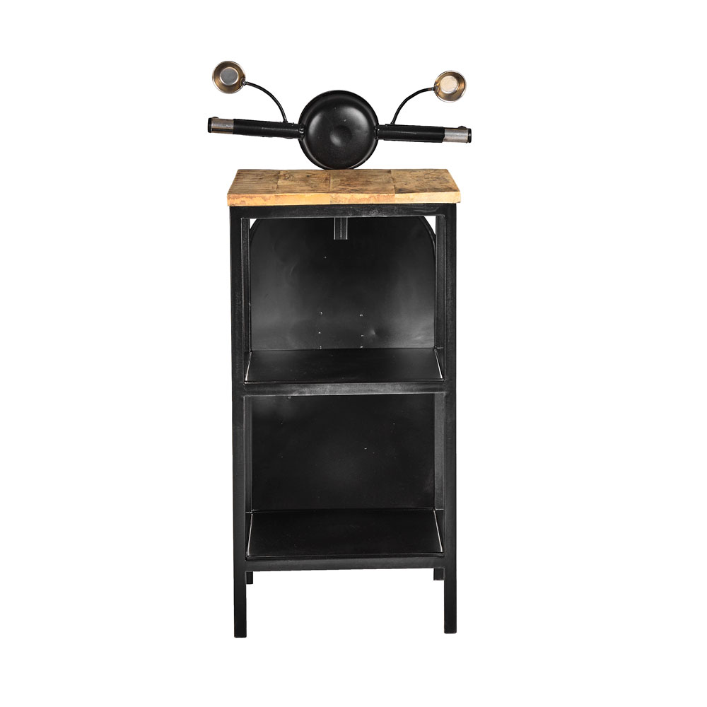 MINI VESPA SIDE TABLE ΜΕ ΡΑΦΙΑ ΜΑΥΡΟ ΑΣΗΜΙ ΦΥΣΙΚΟ 61x45x88 - Image 4