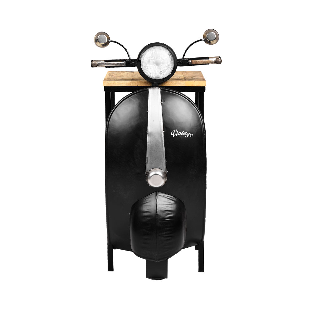 MINI VESPA SIDE TABLE ΜΕ ΡΑΦΙΑ ΜΑΥΡΟ ΑΣΗΜΙ ΦΥΣΙΚΟ 61x45x88 - Image 5