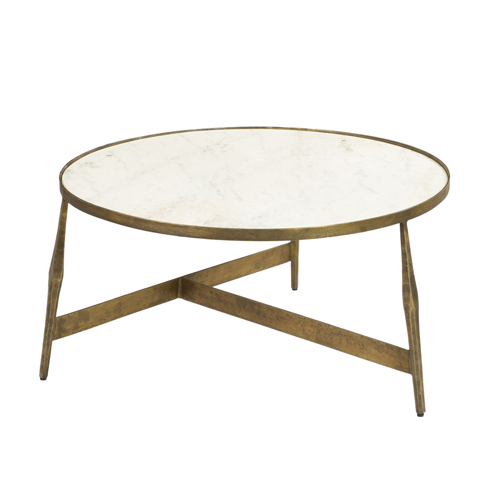 BLANCHE COFFEE TABLE ΛΕΥΚΟ BRASS ANTIQUE 81x81x41 - Image 2
