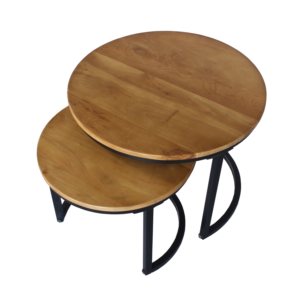 MATE COFFEE TABLE SET 2ΤΕΜ ΚΑΡΥΔΙ ΜΑΥΡΟ 54x54x42 - Image 2