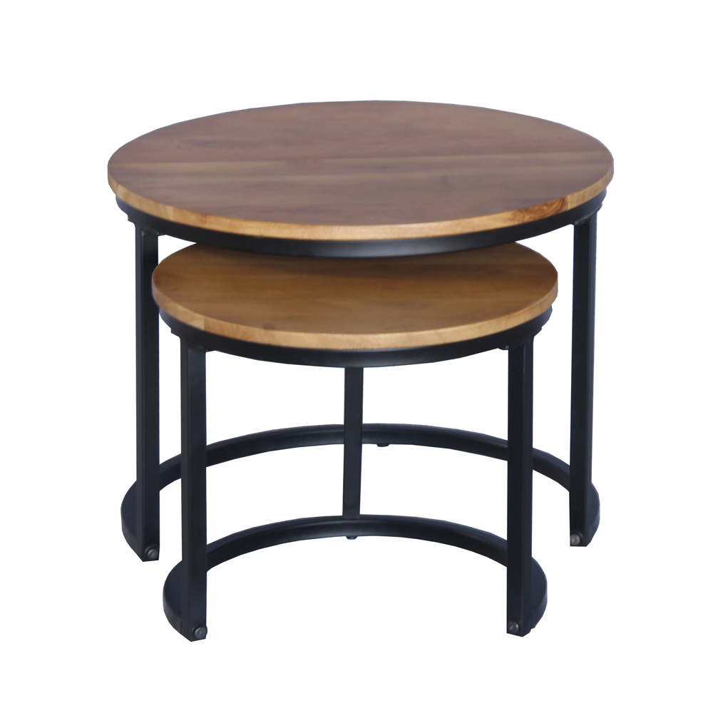 MATE COFFEE TABLE SET 2ΤΕΜ ΚΑΡΥΔΙ ΜΑΥΡΟ 54x54x42 - Image 3