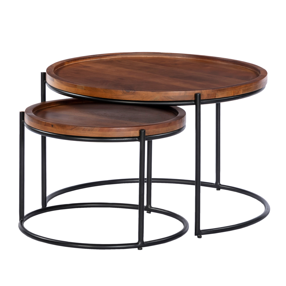 CELLINI COFFEE TABLE SET 2ΤΕΜ ΚΑΡΥΔΙ ΑΝΟΙΧΤΟ ΜΑΥΡΟ 70x70x43 - Image 3