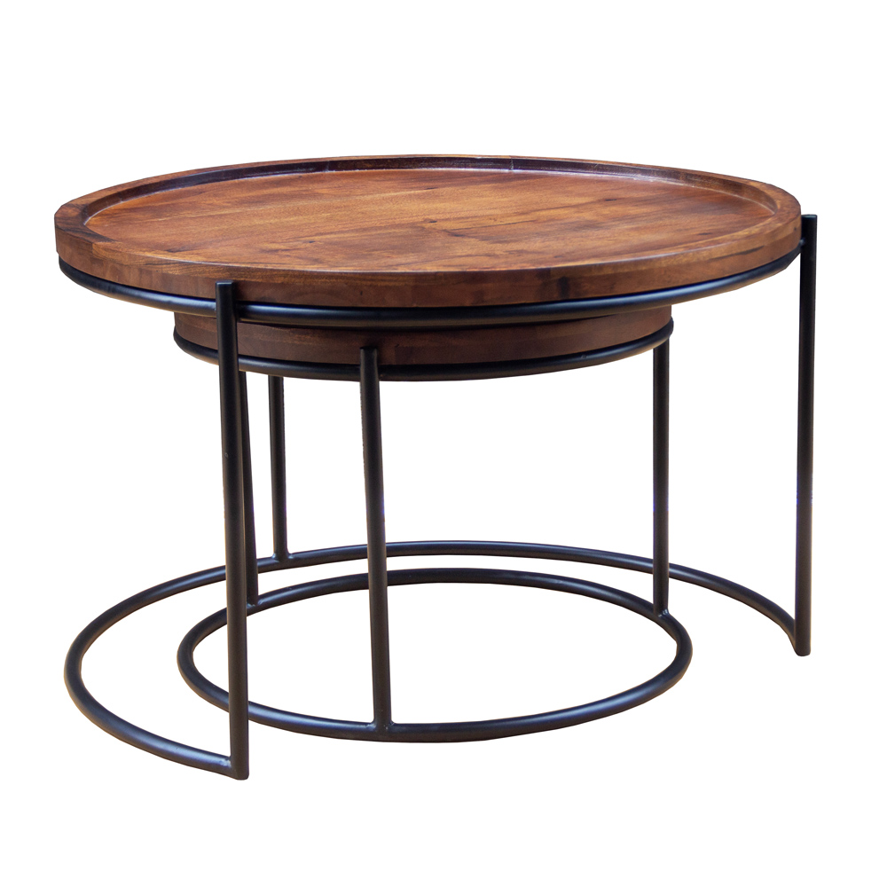 CELLINI COFFEE TABLE SET 2ΤΕΜ ΚΑΡΥΔΙ ΑΝΟΙΧΤΟ ΜΑΥΡΟ 70x70x43 - Image 5