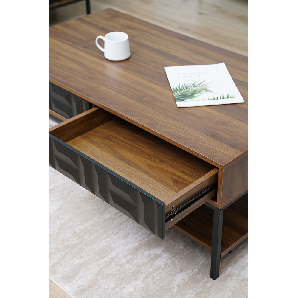 ZUMA COFFEE TABLE 2ΣΥΡΤΑΡΙΑ 3ΡΑΦΙΑ ΚΑΡΥΔΙ ΜΑΥΡΟ 111.5x60x44 - Image 4
