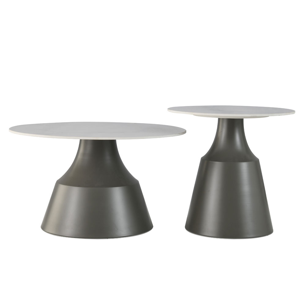 KAIA COFFEE TABLE SET 2ΤΕΜ ΛΕΥΚΟ ΜΑΥΡΟ 70x70x40 - Image 4