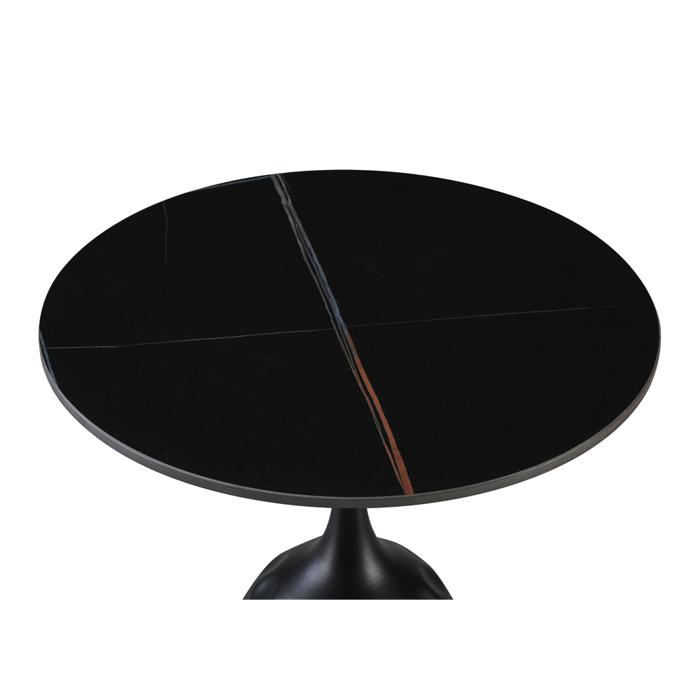 VOLCANO SIDE TABLE ΜΑΥΡΟ ΜΕ ΟΨΗ ΜΑΡΜΑΡΟΥ ΜΑΥΡΟ 50x50x61 - Image 2