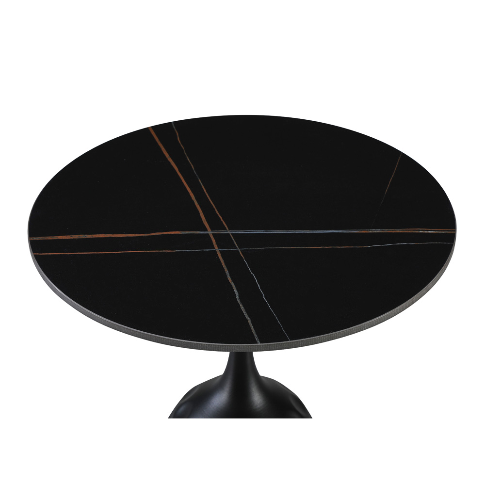 VOLCANO SIDE TABLE ΜΑΥΡΟ ΜΕ ΟΨΗ ΜΑΡΜΑΡΟΥ ΜΑΥΡΟ 50x50x61 - Image 3