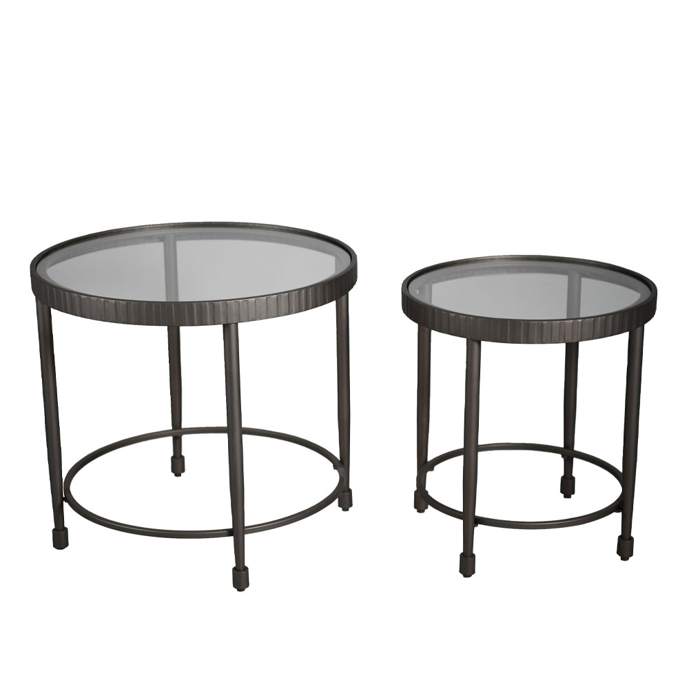 GRANAZ SIDE TABLE SET 2ΤΕΜ GUNMETAL 65x65x60cm