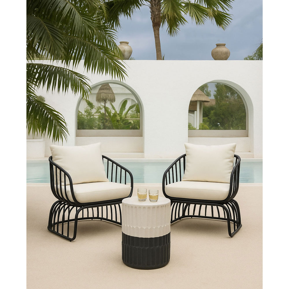 DUETTO SIDE TABLE ΜΑΥΡΟ ΛΕΥΚΟ 44.5x44.5x56.5 - Image 2