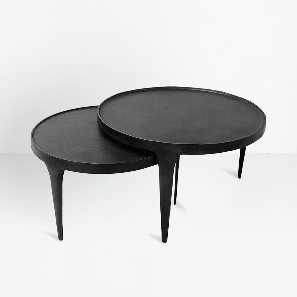 INK COFFEE TABLE SET 2ΤΕΜ ΜΑΥΡΟ 75x75x45.5cm