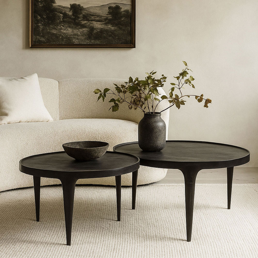 INK COFFEE TABLE SET 2ΤΕΜ ΜΑΥΡΟ 75x75x45.5cm - Image 3