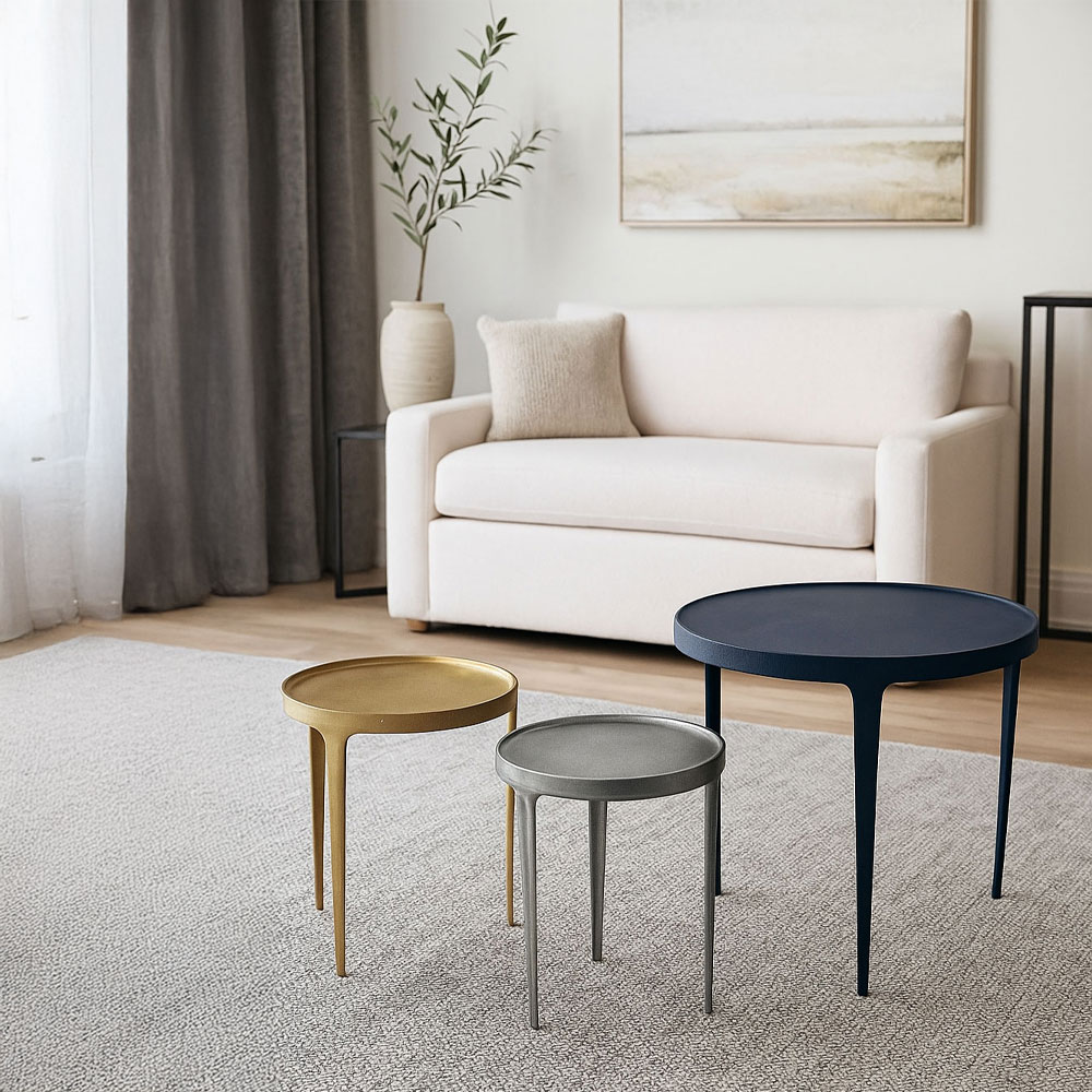 INK SIDE TABLE SET 3ΤΕΜ ΜΑΥΡΟ BRASS NICKEL 64.5x64.5x61cm - Image 2