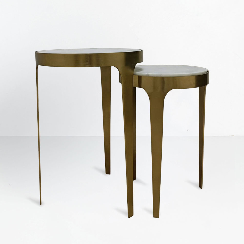 STICKS SIDE TABLE SET 2ΤΕΜ ΛΕΥΚΟ ΧΡΥΣΟ 37x37x54.5cm - Image 2