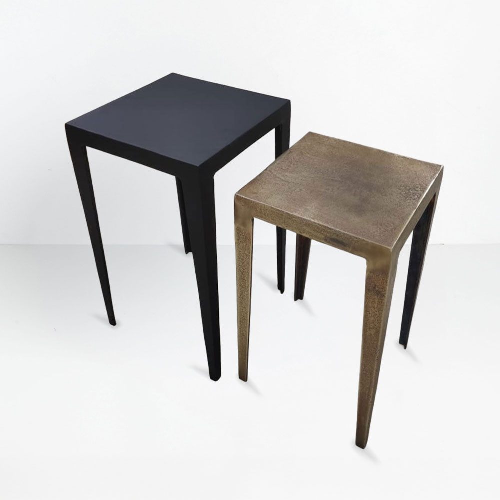 MAGRO SIDE TABLE SET 2ΤΕΜ ΜΑΥΡΟ BRASS 32x32x57cm - Image 2