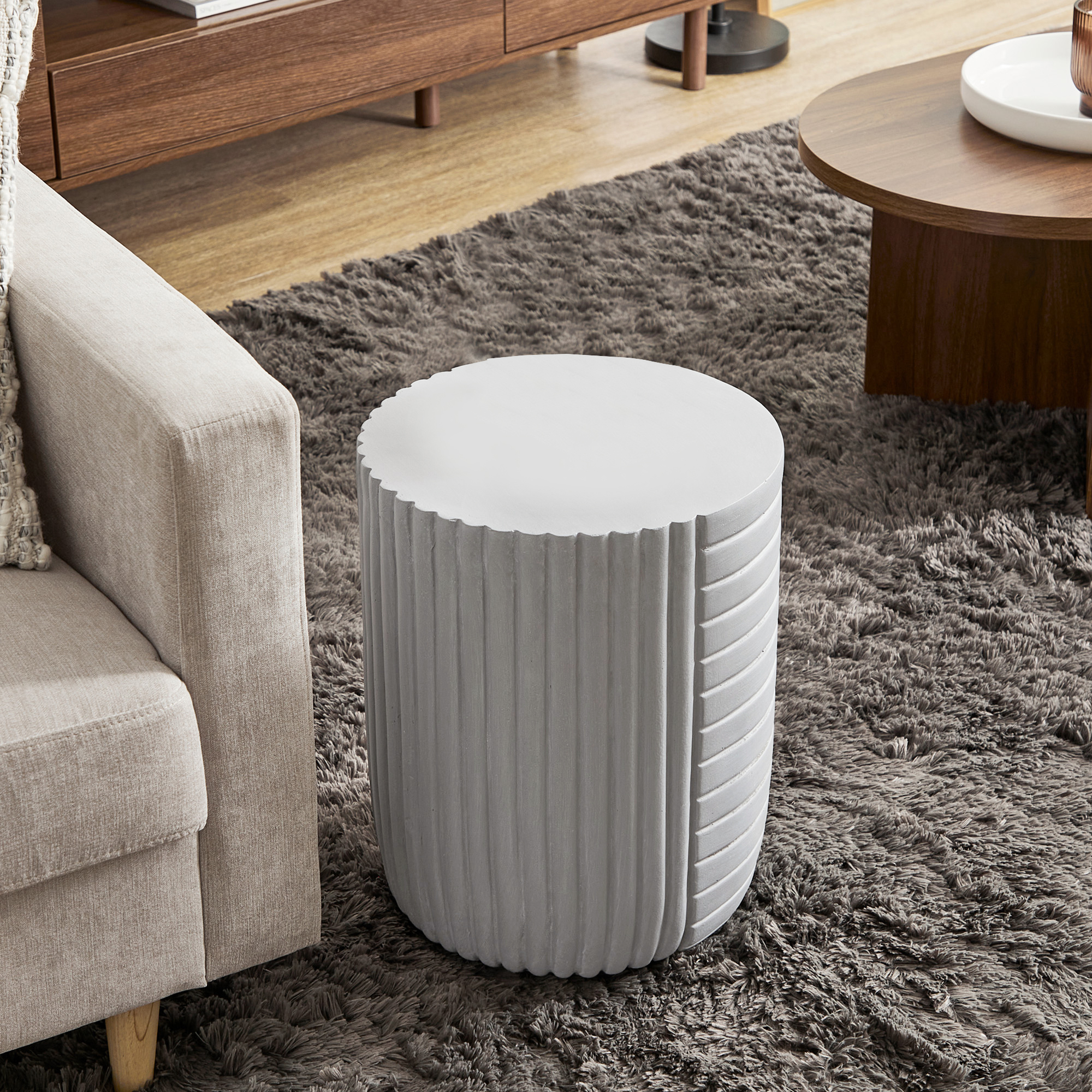 GEOMETRICAL 2 SIDE TABLE ΛΕΥΚΟ 35x35x46 - Image 2