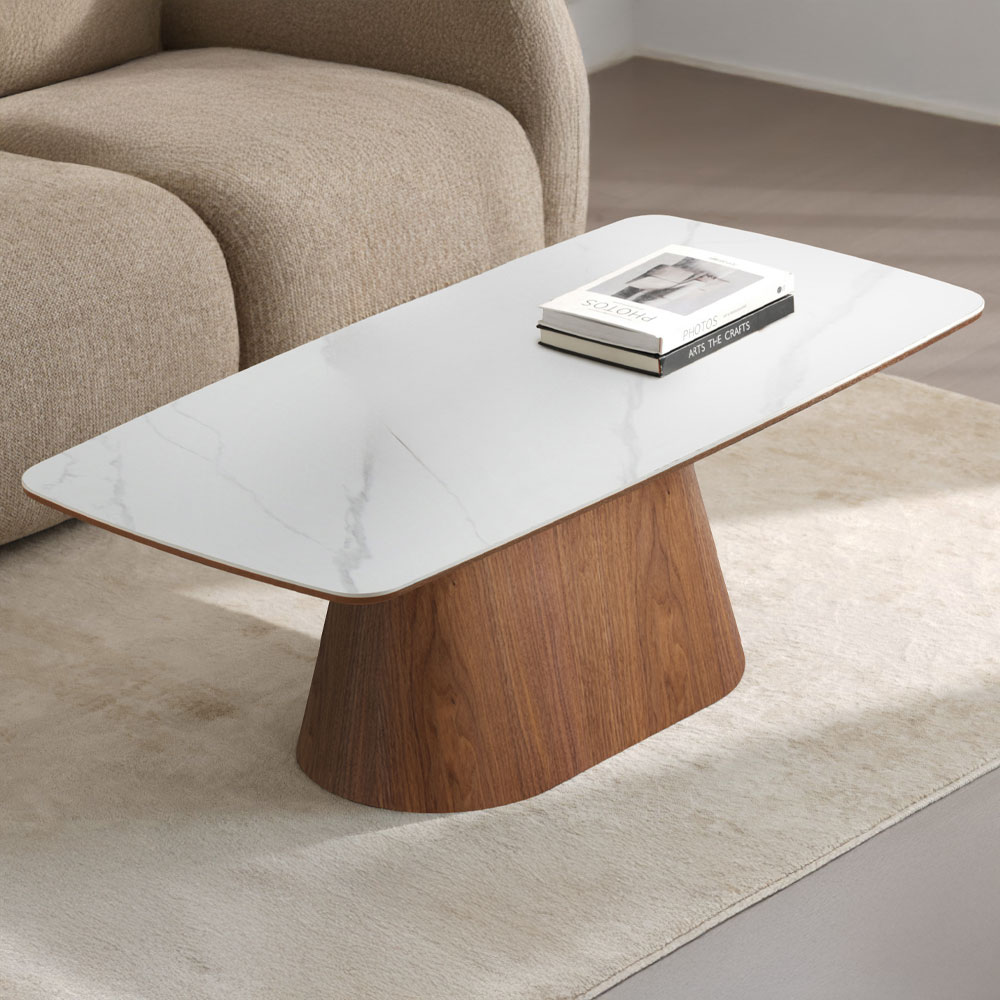 TOTEM COFFEE TABLE ΚΑΡΥΔΙ ΛΕΥΚΟ ΜΕ ΟΨΗ ΜΑΡΜΑΡΟΥ 120x60x42cm - Image 2