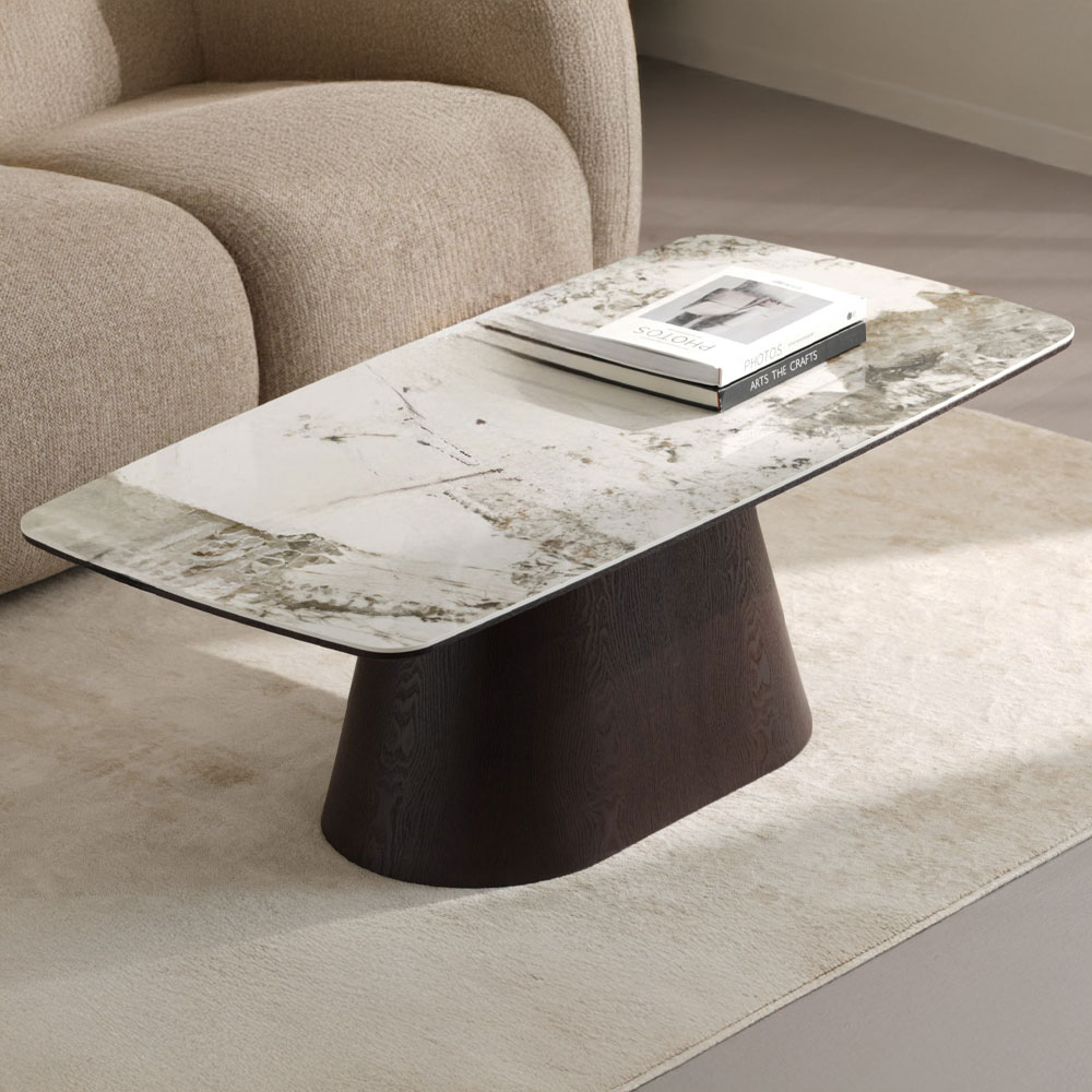 CANYON COFFEE TABLE ΚΑΦΕ BITTER ΛΕΥΚΟ ΜΕ ΟΨΗ ΜΑΡΜΑΡΟΥ 120x60x42cm - Image 2
